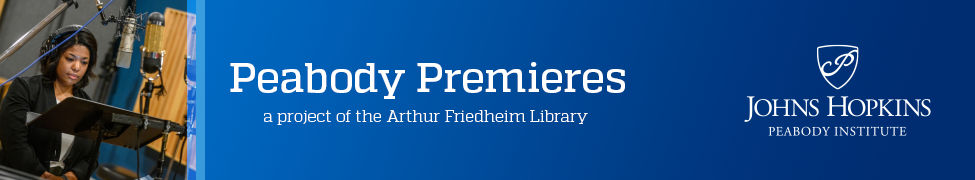 Peabody Premieres banner featuring Taylor Boykins mezzo soprano recording